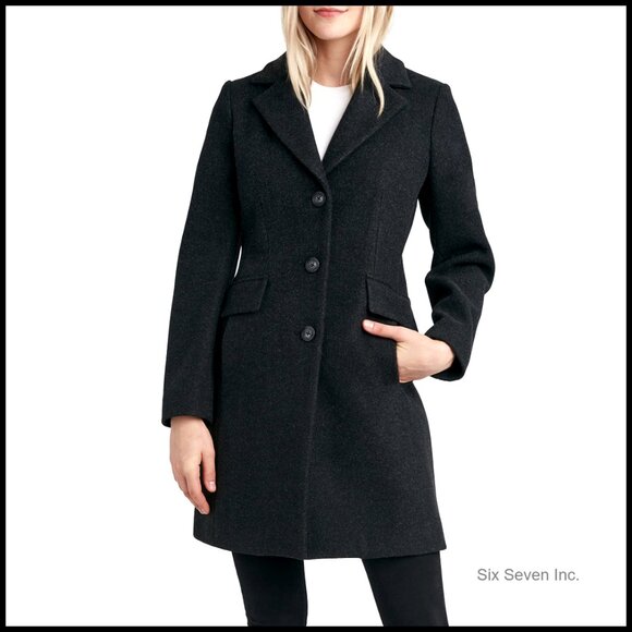 Faux Wool Winter Coat Single-Breasted Dress Coat Notch Collar